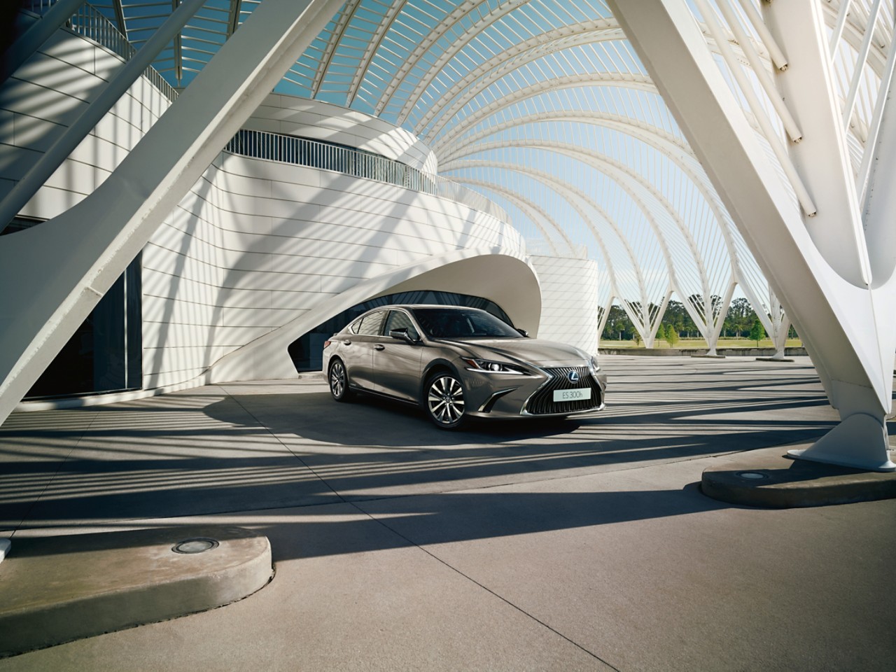 Lexus ES F Sport driving through a rural location